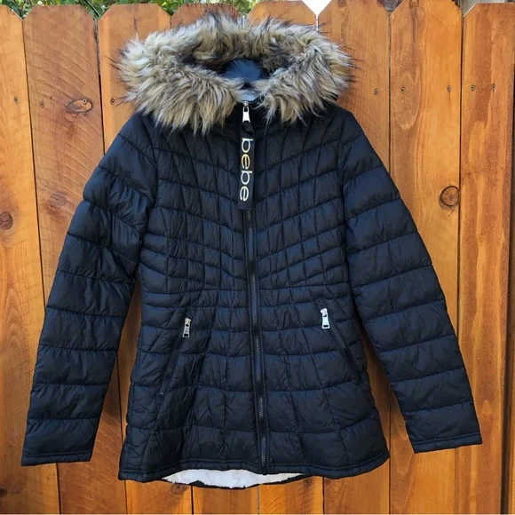 Bebe Sport - Hooded Anorak Parka Puffer Jacket w/Removable Faux Fur Trim - Picture 2 of 16